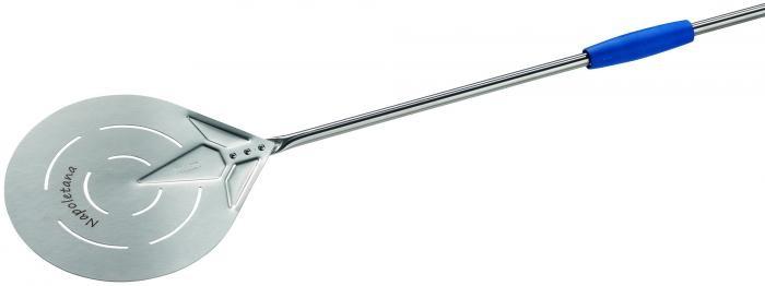 Palettino pizza inox d.17 cm forato manico 1,8 mt