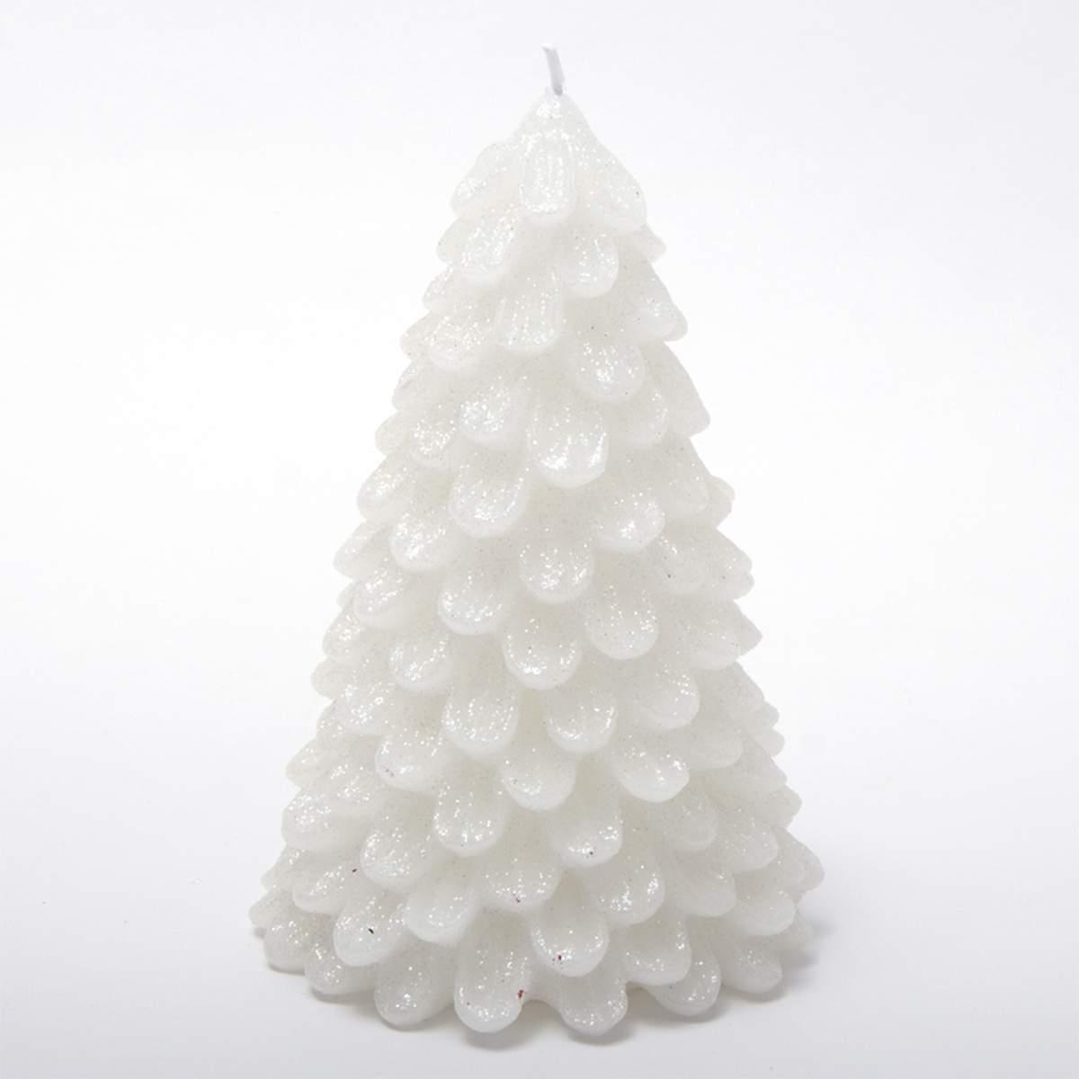 Candela albero bianco glit.12x19cm