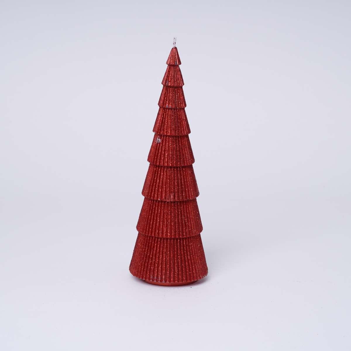 Candela albero design rosso 10x28 cm