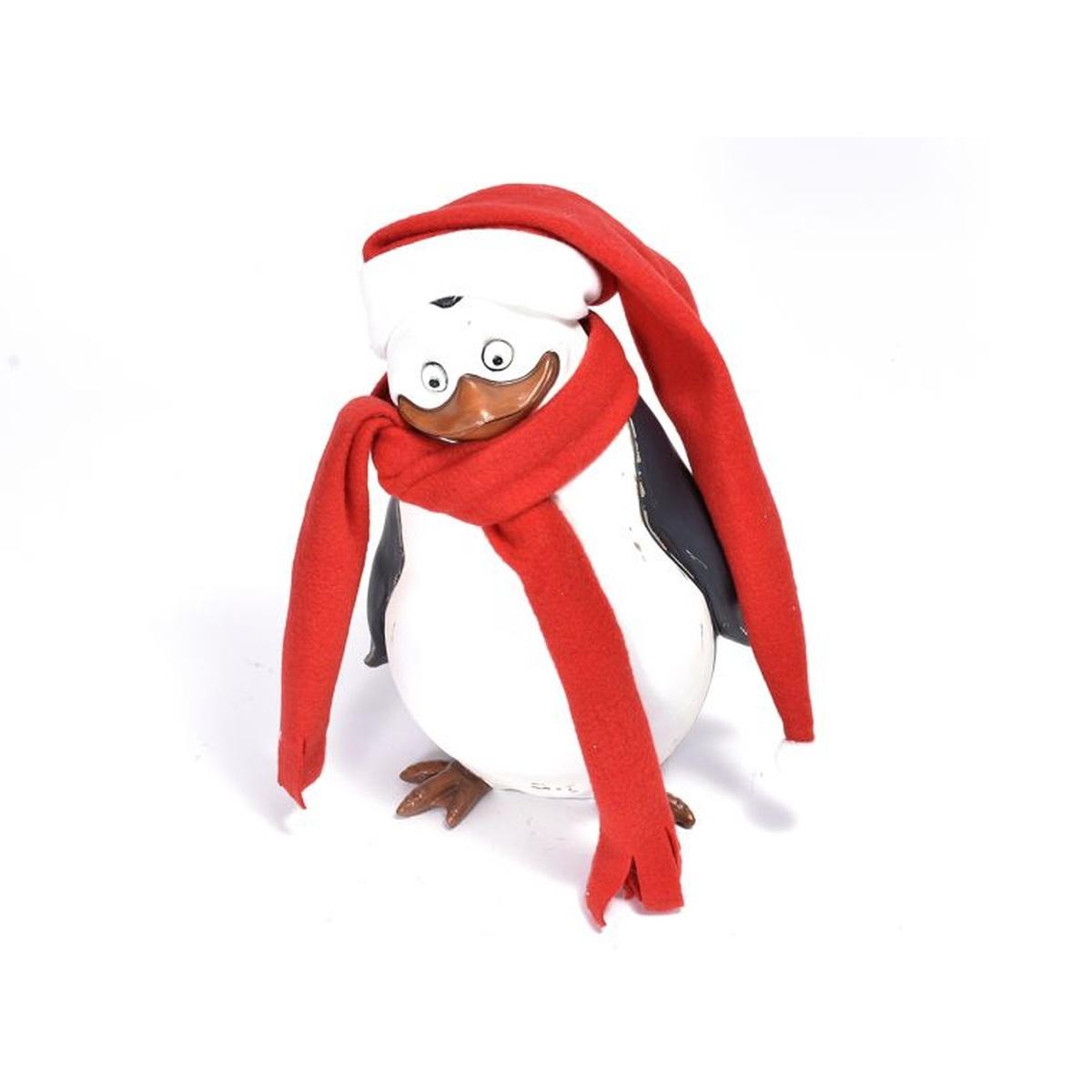 Pinguino h 26,5 cm con sciarpa e cappello