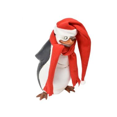 Pinguino h 31,5 cm con sciarpa e cappello